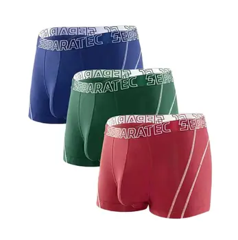 3 Pack Separatec Muži spodní Prádlo Samostatné Pouzdro Boxer Muži Kalhotky Bambusové Hedvábí Měkké Prodyšné Dual Pouzdro Trenýrky Boxer USA Velikost