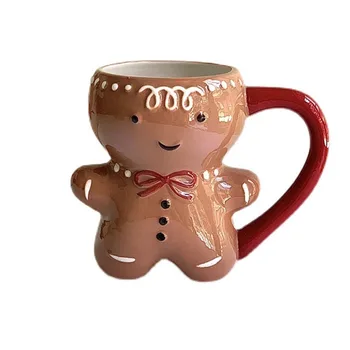 300ml Gingerbread Man Hrnek Kreslený Roztomilý Kawaii Vánoční Hrnek 3D Perník Muž Keramický Hrnek Mléka, Kávy, Vody, Páry Vánoční Dárky