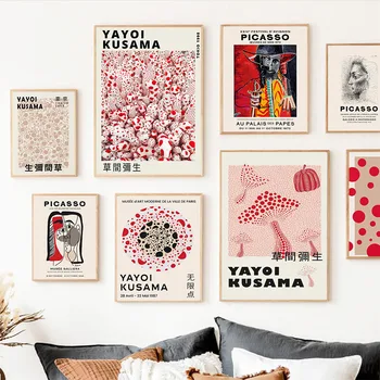 Abstraktní Picasso Yayoi Kusama Dýně Nordic Plakát A Otisky Wall Art Malířské Plátno Nástěnné Obrázky Pro Obývací Pokoj Domácí Dekor