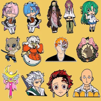 Demon Slayer Anime Kolekce Piny Klopy pro Batohy Smalt Pin Batoh Brože Roztomilý Manga Odznaky na Oblečení Doplňky