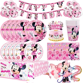 Disney Minnie Mouse Narozeniny, Party Dekorace Děti, Jednorázové Nádobí Šálek Deska, Balónky, Dort Topper Pro Miminko Dodávky