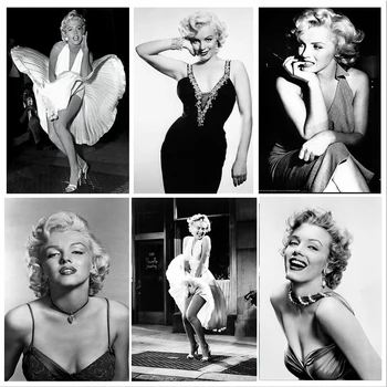 Filmové Plakáty Černá Bílá Marilyn Monroe Zeď, Obrazy a Tisky, Umění Zdi Obrázky Malířské Plátno pro Obývací Pokoj Domácí Dekor