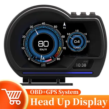HUD Head Up Display OBD2+GPS Duální Systém Smart Auto HUD Měřidlo Digitální Počítadlo ujetých kilometrů, Rychloměr, Rychlost Projektor překročení Otáček OT / min