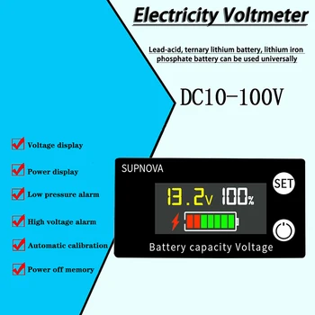 Kapacita baterie Indikátor DC 8V-100V olověných Lithium LiFePO4 Auto, Motocykl Voltmetr Napětí Měřidlo 12V 24V 48V 72V