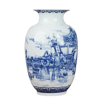 Klasické Čínské Modré a Bílé Keramické Vázy Starožitné Stolní Porcelán, Vázy s květinami Pro Hotelové Jídelně Dekorace