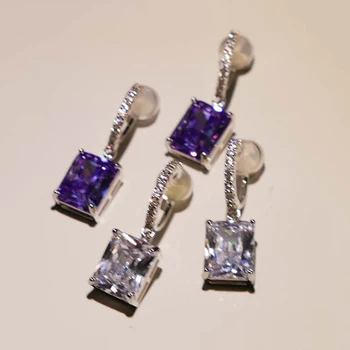 Luxusní Módní Stříbrné Náušnice Vykládané Zirkony Crystal Ušní Klip Náušnice Pro Ženy, Svatební Svatební Zásnubní Šperky Dárek