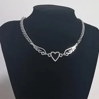 Nezávislé y2k Gothic Metal Duté Spojovací Srdce Krku Řetěz Límec Náhrdelník Dámské Egirl Cosplay Estetické Šperky Šperky