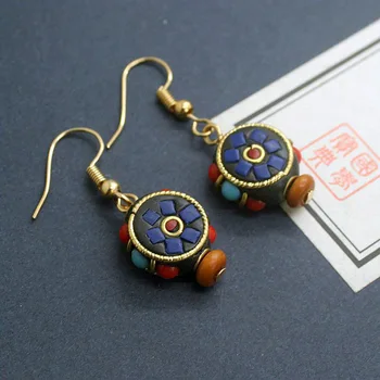 Nový Tibetský Amulet Náušnice Nepálu Korálky Ručně Vyráběné Vintage Krásné Kulaté Náušnice Pro Ženy Boho Etnické Šperky