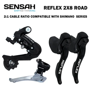 SENSAH sestava REFLEX 2x8 speed brzdové páky pro silniční kola řazení jízdních kol, přehazovačky kompatibilní Sora Tiagra Claris sensah pro
