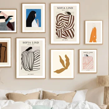 Sofia Lind Výstava Severských Plakáty Barevné AbstractCanvas Lakovací Linky Sukně Dívka Wall Art Obrazy Na Stěnu Obývací Pokoj Dekor