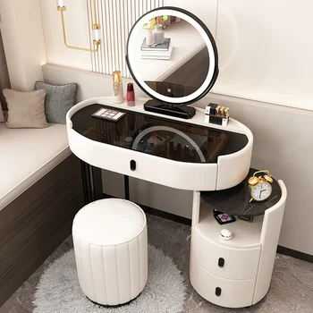 Světlo Luxusní Toaletní Stolek Skladování Minimalistický Kabinet Bílý Make-Up Stolek Se Zásuvkami Pohodlné Toaletka Šatny Nábytek