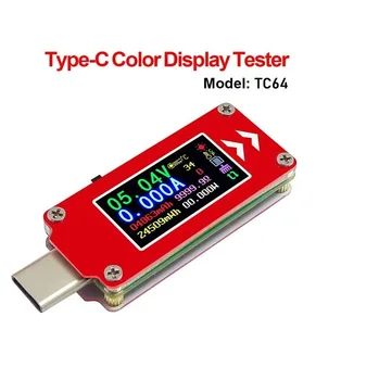 TC64 Barva USB Voltmetr Ampérmetr LCD Displej Napětí Měřič Aktuální Metr Multimetr Baterie PD Nabíječka, USB Tester