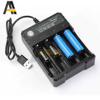 USB 18650 Baterie, Nabíječka Černá 4 Sloty AC 110V 220V Duální Pro 18650 16340 16650 18500 Nabíjení Dobíjecí Lithium Baterie