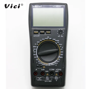 VICI VC9808+ LCD displej digitální Multimetr Elektrické Metr Indukčnost Res Szp Frekvence Temp AC/DC Voltmetr Indukčnost Tester