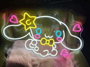 Vlastní Led Roztomilé Cinnamorol Japonská Kočka Anime Neon Flex Light Podepsat Domů Pokoji Stěna Dekor Kawaii Anime Ložnice Dekorace Nástěnná