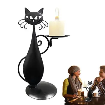 Černá Kočka Svícen Vintage Zemi, Žehlička Svíčka Stojí Kreativní Dekorativní Svícen Držák Pro Domácí Dekor Narozeniny