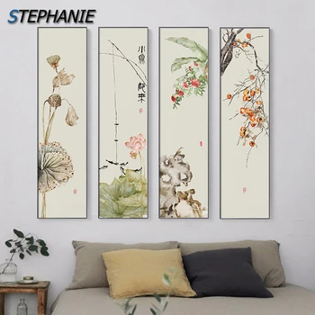 Čínský Styl Rostlina, Květina, Krajina, Plátno, Malba Lotus Plakáty Tiskne Japonský Styl Umění Zdi Obrázky Dekor pro Obývací Pokoj
