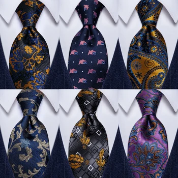 Luxusní Vintage Design Muž Kravaty Hedvábí Tmavě Modré Zlato Květinové Žakárové Oblek, Kravaty pro Svatební Hostinu Velkoobchod Pánské Kravaty